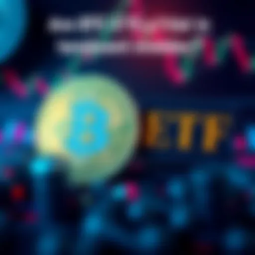 A graphic showing Bitcoin symbol next to an ETF label, representing investment options for cautious investors