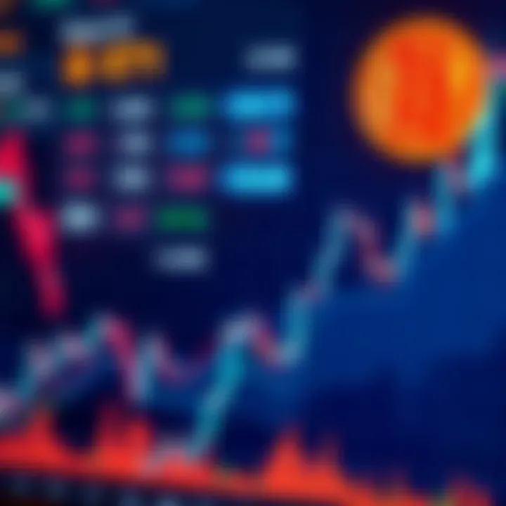 A stock chart showing the rise of Bitcoin ETFs with a Bitcoin symbol in the corner