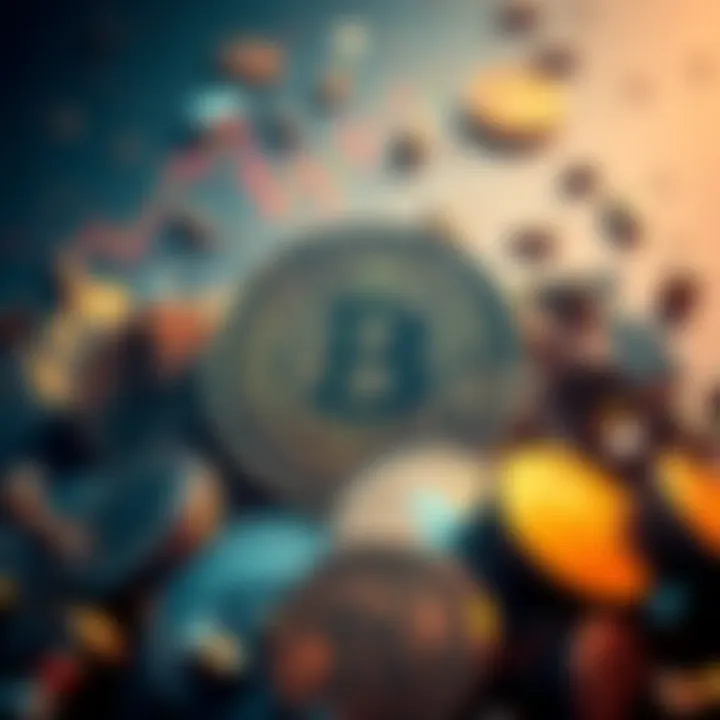 A visual representation of Bitcoin coins surrounded by symbols of financial turmoil, like falling stock charts and broken bank icons.