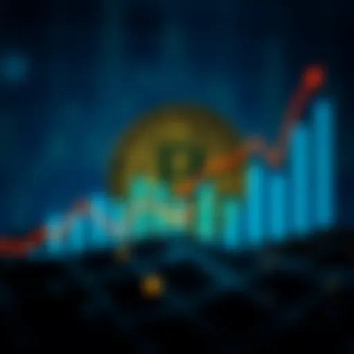 A Bitcoin symbol with a rising chart behind it, symbolizing economic growth