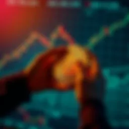 A person holds a Bitcoin symbol while looking at a chart showing rising potential outside traditional currency, representing financial freedom from inflation.