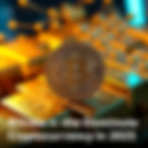 A striking Bitcoin logo placed on top of gold bars, symbolizing wealth and dominance in the cryptocurrency market.