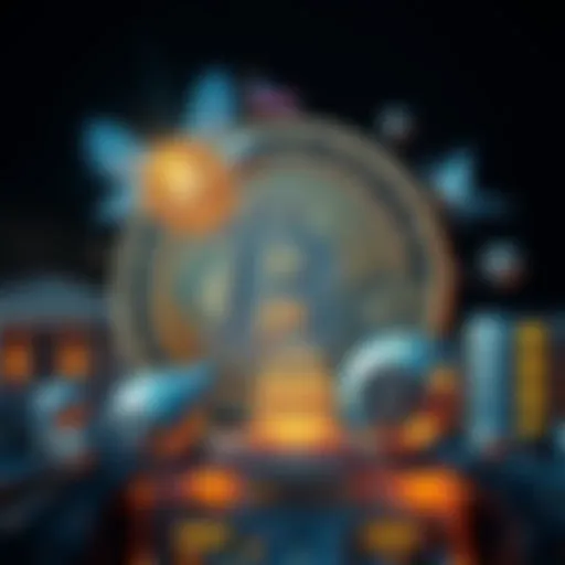 A Bitcoin symbol interwoven with elements representing government power, suggesting a theory of state involvement in cryptocurrency's creation