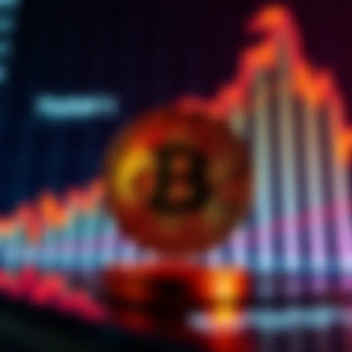 Bitcoin symbol in front of a rising financial chart, representing the growth of cryptocurrency amidst distrust in financial institutions
