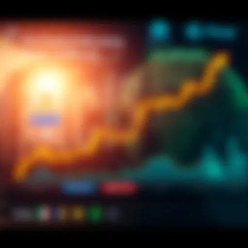 A chart showing Bitcoin's price growth compared to traditional assets over time, with logos of major financial institutions in the background.