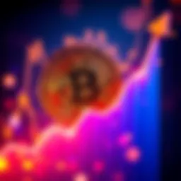 A visual representation of Bitcoin surrounded by a rising graph, symbolizing growth and investment strategy.