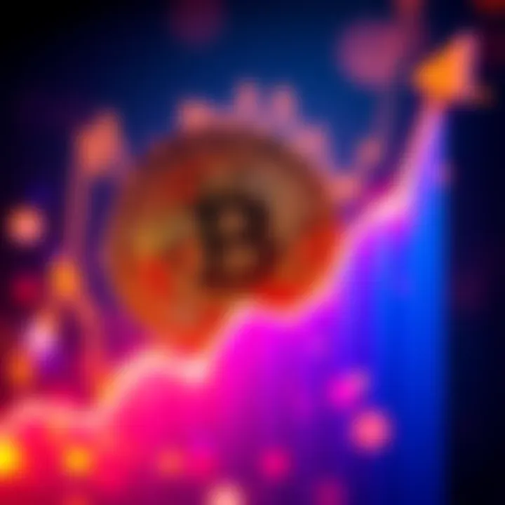 A visual representation of Bitcoin surrounded by a rising graph, symbolizing growth and investment strategy.