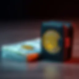 A hard wallet for Bitcoin placed beside a stack of cash, symbolizing secure investment options for cryptocurrency.