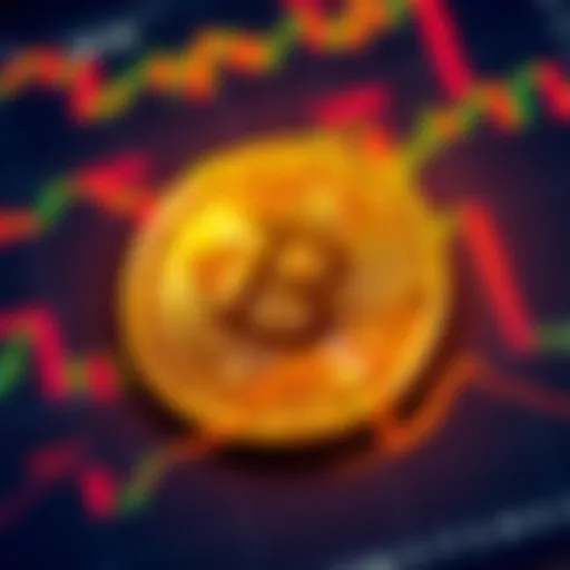 A digital Bitcoin symbol overlaid on financial charts and graphs, representing institutional interest in cryptocurrency.