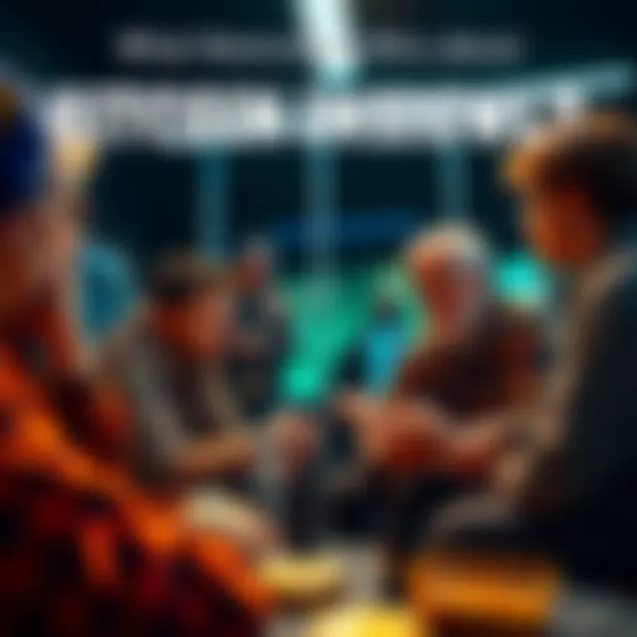 A group of experienced Bitcoin enthusiasts sharing insights in a casual setting, highlighting the differences in understanding of Bitcoin between veterans and newcomers.