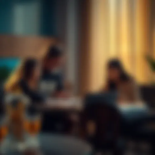 A family discussing their financial future with Bitcoin charts and graphs on a table