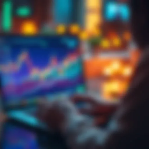 A person analyzing Bitcoin charts on a laptop with rising graphs, symbolizing investment potential.