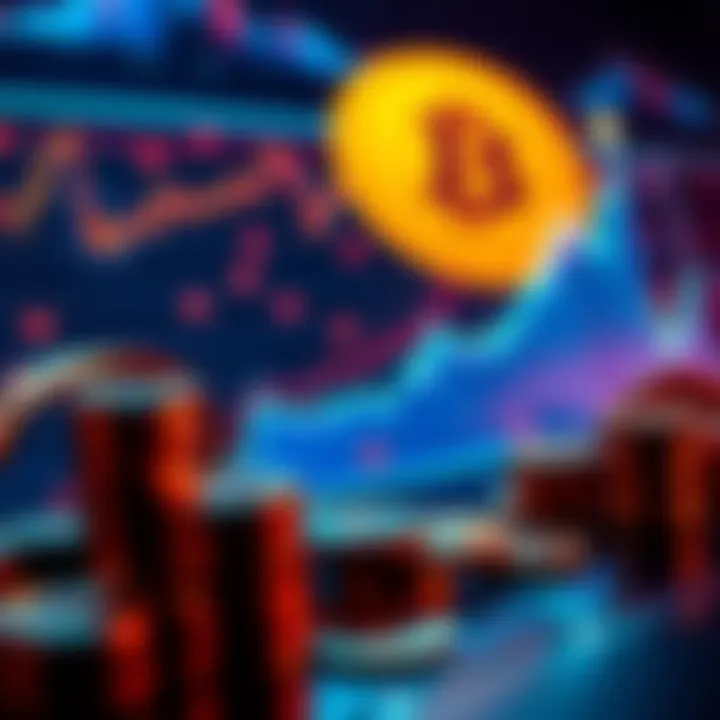 A graphic showing Bitcoin price trends and investment insights, featuring rising graphs and coins.