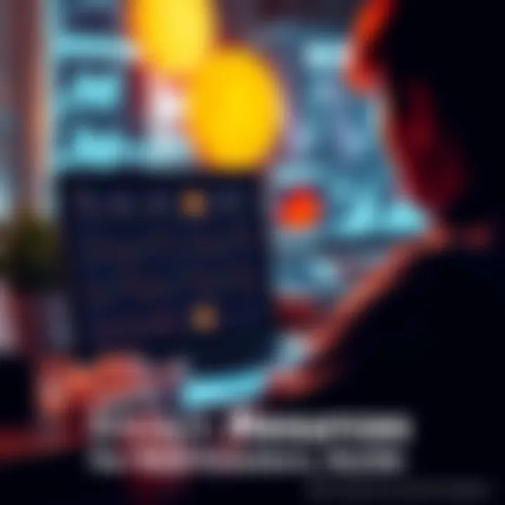A person watching Bitcoin investment videos on a laptop with charts and graphs displayed.