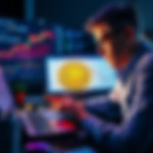 A person analyzing Bitcoin charts with a calculator and laptop, planning weekly BTC purchases for retirement.
