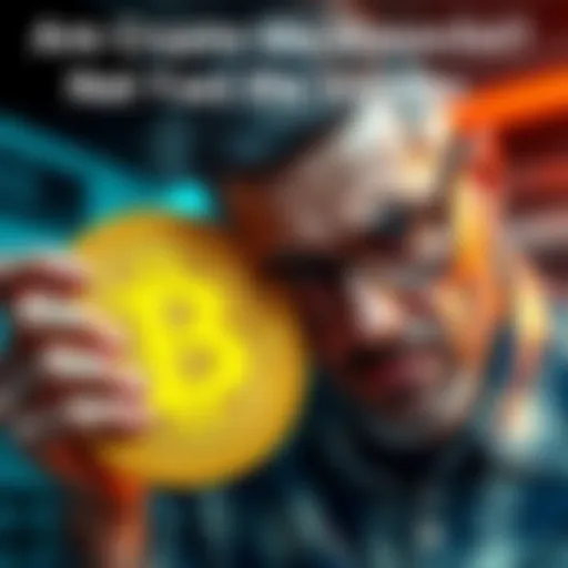 A person looking stressed while holding a Bitcoin symbol, symbolizing the struggles of cryptocurrency investors