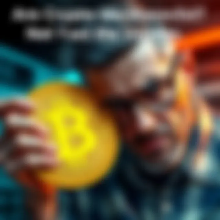 A person looking stressed while holding a Bitcoin symbol, symbolizing the struggles of cryptocurrency investors