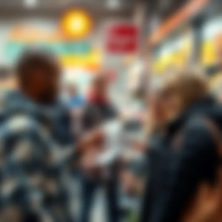 A group of people making a Bitcoin transaction at a store in Australia, showing a receipt and a smartphone app.