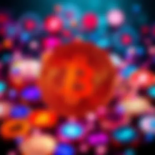 A visual representation of the Bitcoin symbol surrounded by various digital currency icons, illustrating the debate on cryptocurrency.