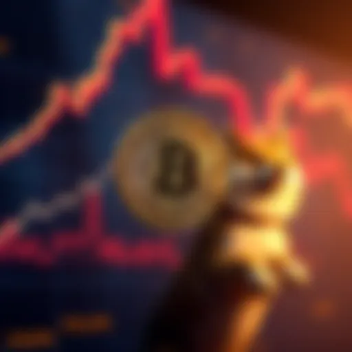 Graph showing Bitcoin's increase alongside a decline in Dogecoin and Shiba Inu values