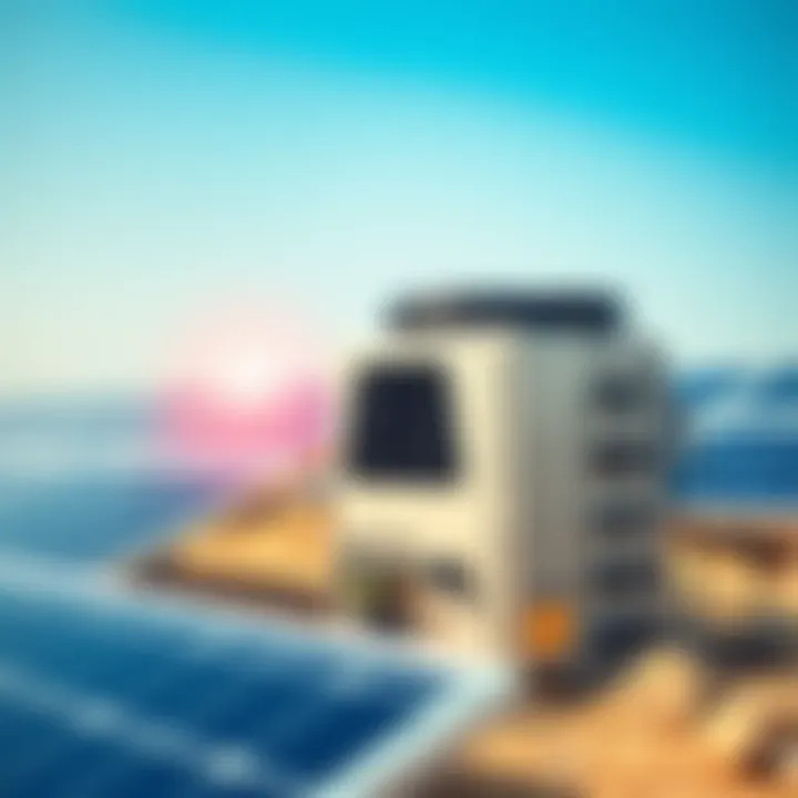 A Bitcoin miner setup connected to solar panels, showcasing clean energy utilization for mining activities