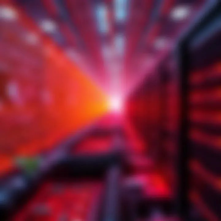 A Bitcoin mining facility with pipes recycling heat for greenhouse use.