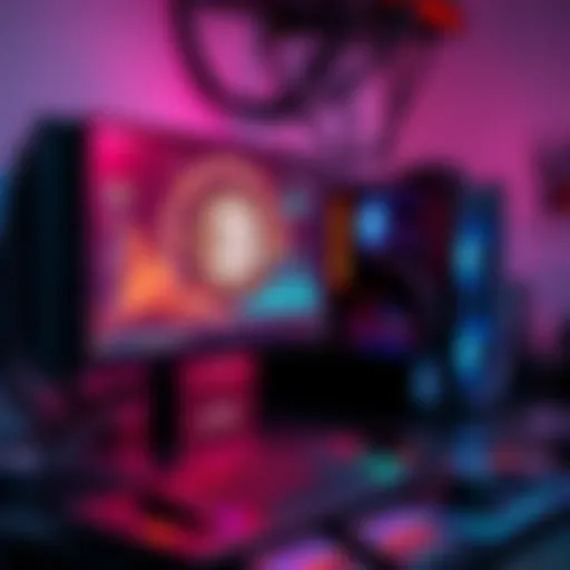 A computer setup with mining hardware and cryptocurrency graphics displaying profits