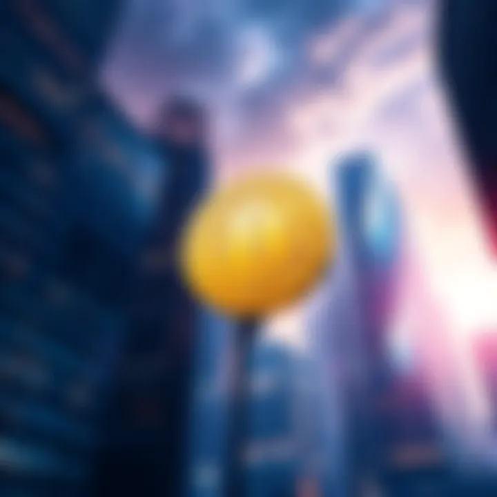 A representation of Bitcoin symbol among skyscrapers, showcasing its impact on the economy