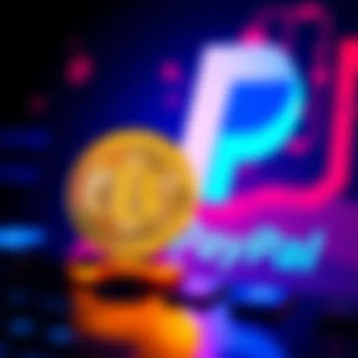 An illustration showing Bitcoin symbol and PayPal logo together, representing online transactions
