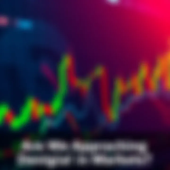 A price chart showing fluctuations in Bitcoin value with red and green candlestick patterns, symbolizing investor sentiment and market trends.