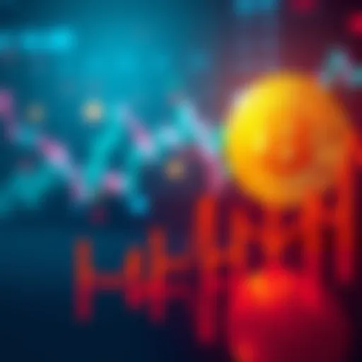 A downward graph showing Bitcoin prices dropping over time with a bitcoin symbol in the background.