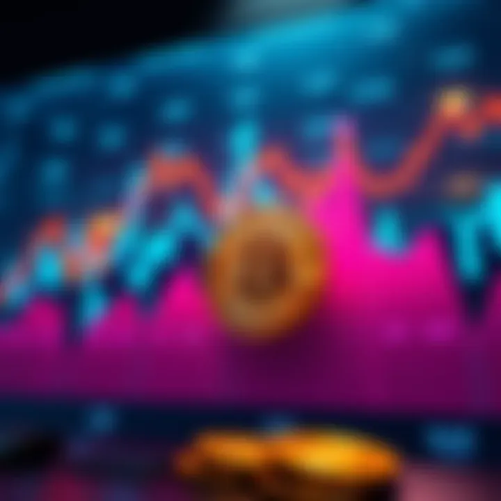 A downward trend graph representing Bitcoin's value plunge, with worried investors in the background.