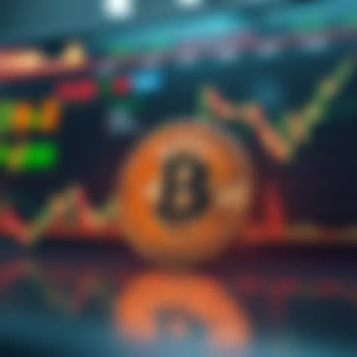 A graph showing Bitcoin's predicted rise to $220,000 with financial charts and indicators in the background.