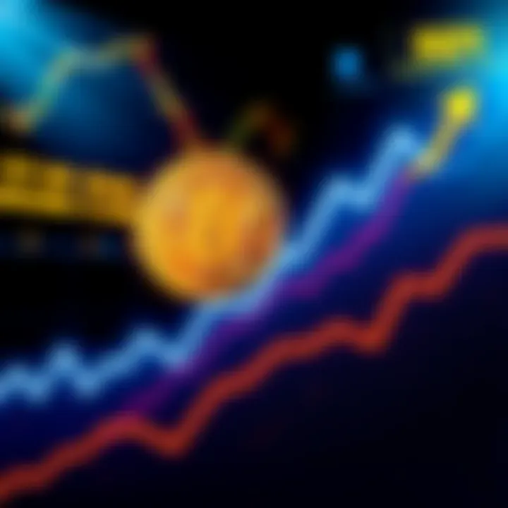Graph showing Bitcoin price reaching $200,000 with upward trend arrows and financial symbols