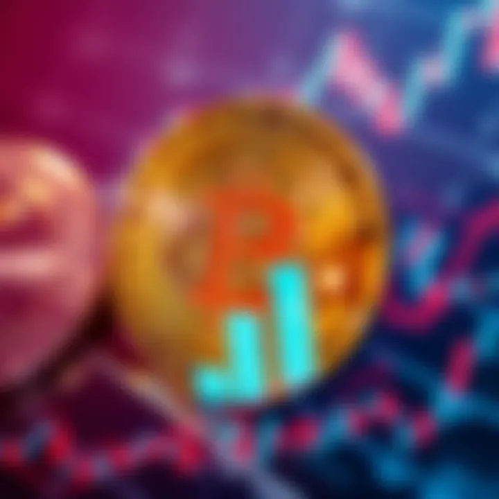 Bitcoin symbol with price chart showing a sharp increase past $125,000 and signs of volatility
