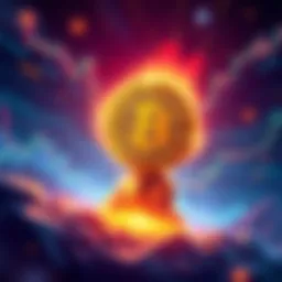 An illustration showing a rising Bitcoin symbol along with price charts and excitement among investors, representing the potential climb to $55K.