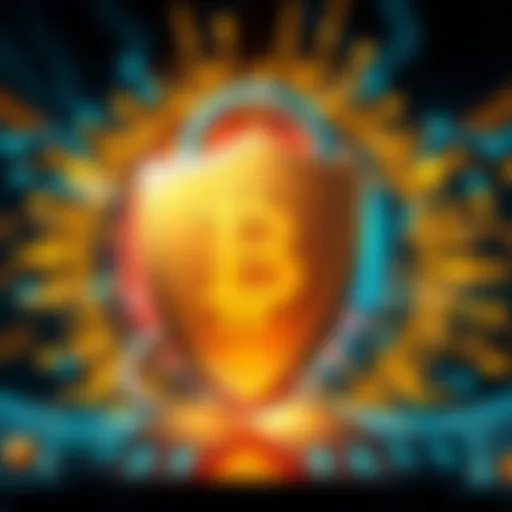 A Bitcoin symbol surrounded by a lock and shield, representing privacy and security against Digital IDs and CBDCs.