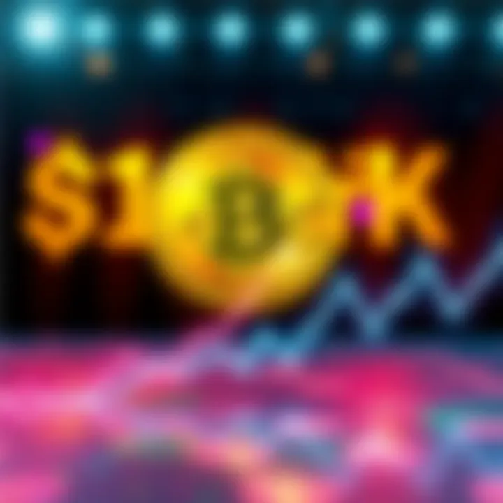 An upward trend line representing Bitcoin's rise with a symbol of Bitcoin in the background