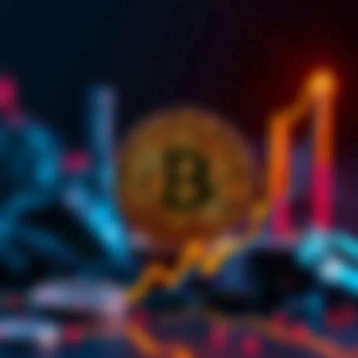Bitcoin symbol with a rising graph indicating a record high in CAD value