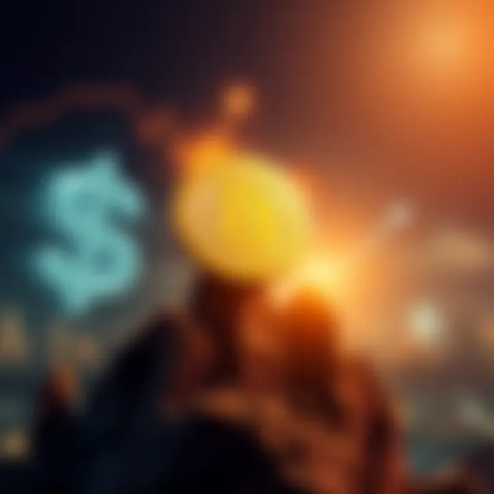 A visual representation of Bitcoin reaching a new record high with a backdrop of a declining U.S. dollar symbol, showing investor confidence in cryptocurrency.