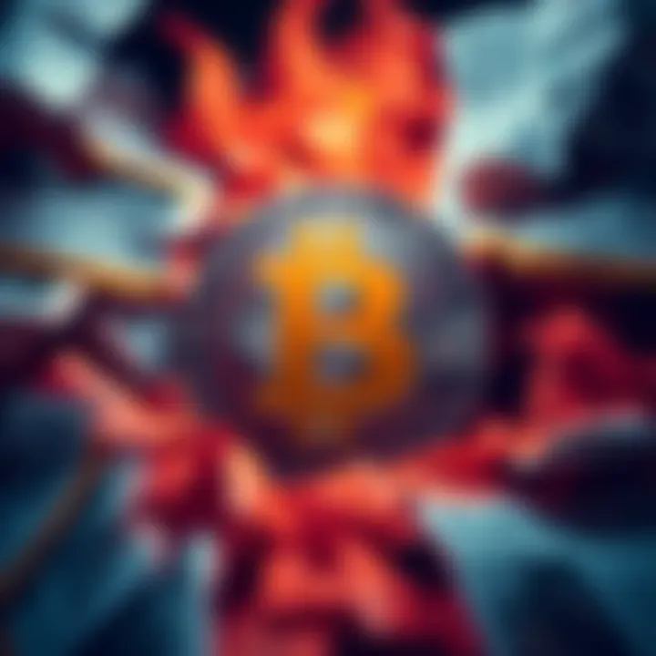 A Bitcoin symbol surrounded by headlines declaring its death, illustrating its ongoing presence in the market.