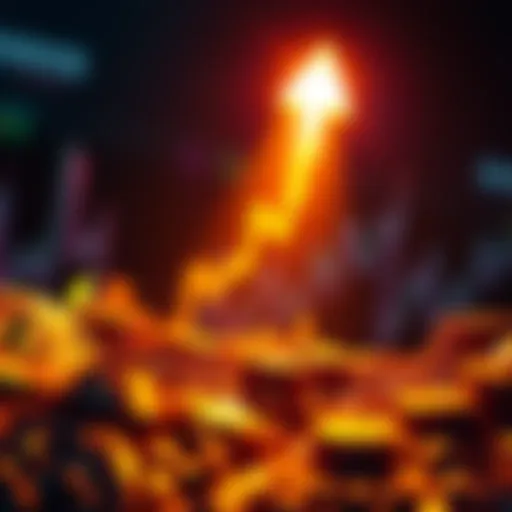 A graphic showing a rising Bitcoin price chart with a bright arrow indicating growth