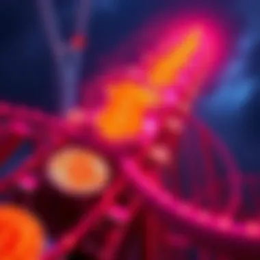 A vibrant depiction of the Bitcoin roller coaster meme showing a roller coaster with Bitcoin symbols, illustrating market fluctuations and excitement in the crypto community.