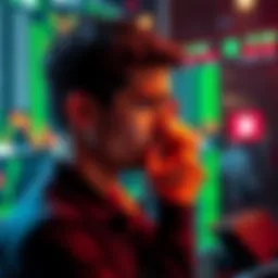 A person checking Bitcoin balance on a cryptocurrency exchange platform with a worried expression