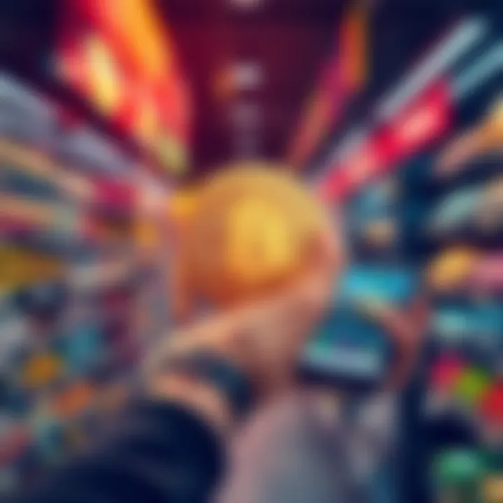 A person paying with Bitcoin at a store checkout, showing a mobile wallet app on their phone
