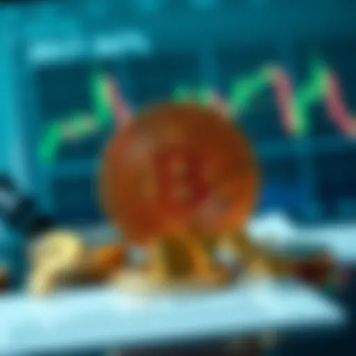 A visual representation of Bitcoin staking on the Kraken Pro platform, highlighting a Bitcoin symbol alongside low return percentages, with a background of a digital wallet and charts, symbolizing investment decisions.