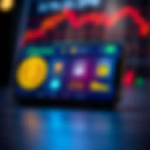 A smartphone screen displaying Bitcoin and stock market apps with security icons, symbolizing safe transactions and investments.
