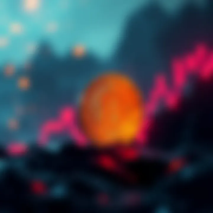 A digital representation of Bitcoin logo with a rising graph showing a surge above $124,000