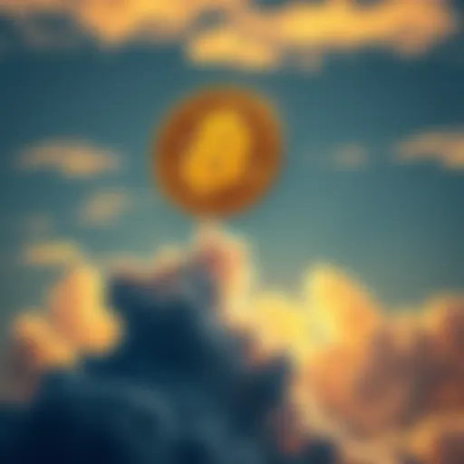 A large Bitcoin symbol ascending with clouds, symbolizing its potential rise to $1 million amid market concerns.
