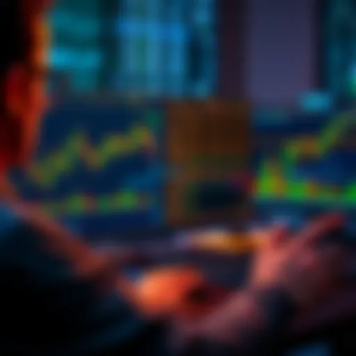 A person analyzing Bitcoin prices on a computer with charts and graphs, considering trading options instead of holding.